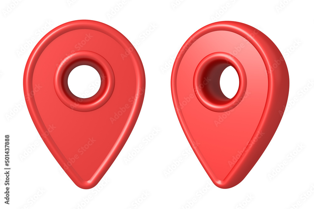 Aufkleber Red location map pointer pin isolated on white background 3D rendering