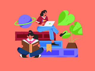 Reading leads to knowledge vector concept illustration
