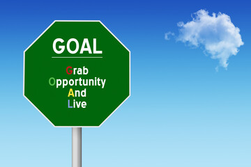 sign on blue sky background with cloud and text