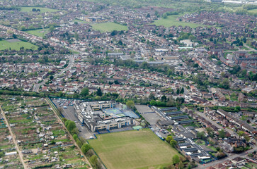 Fototapeta na wymiar Aerial view of Marjory Kinnon School, Feltham, London