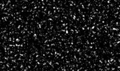 Snowfall overlay isolated in black background abstract. Snow falls at night, Blizzard, snowflakes...