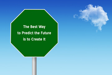 sign on blue sky background with cloud and text