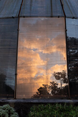 Reflection on mirrors of the sky at sunset, Bogotá, Colombia.