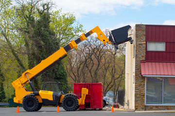 Forklift machine on an outdoor construction site