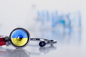 Medical stethoscope in Ukraine flag color. © BillionPhotos.com