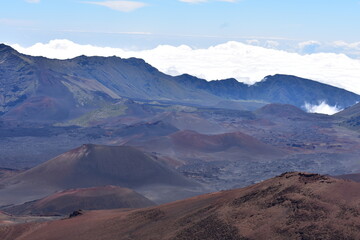 Fototapeta na wymiar Maui Hawaii volcano landscape with clouds