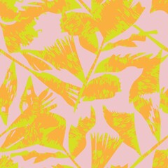 Brush Strokes Tropical Leaf Seamless Pattern Design