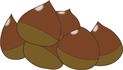 集めた栗　漫画風　ベクター