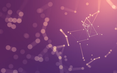 Abstract background. Molecules technology with polygonal shapes, connecting dots and lines. Connection structure. Big data visualization.