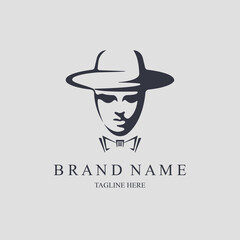 gentleman face hat bowties executive logo template design for brand or company and other