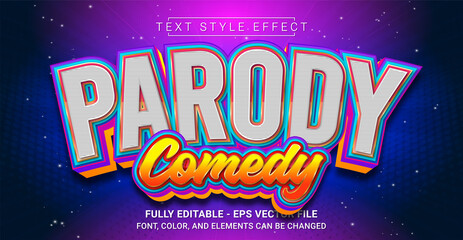 Parody Comedy Text Style Effect. Editable Graphic Text Template.