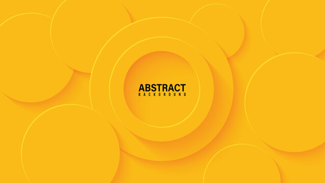 Abstract Background with 3d circle yellow papercut layer, vector illustration