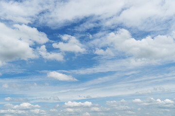 Beautiful clouds during spring time in a Sunny day. Blue sky and white fluffy clouds