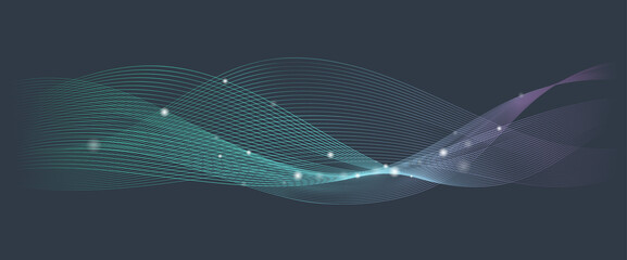 黒背景のウェーブグラデーションベクター素材