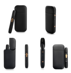 Set of electronic cigarettes isolated on white