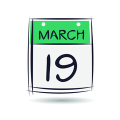 Obraz premium Creative calendar page with single day (19 March), Vector illustration.