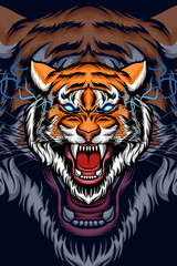 Tiger with lightning eyes vector illustration
