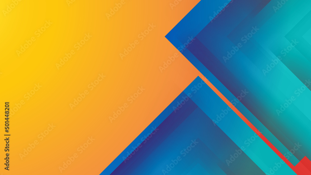 Wall mural minimal geometric orange blue light technology background abstract design. vector illustration abstr