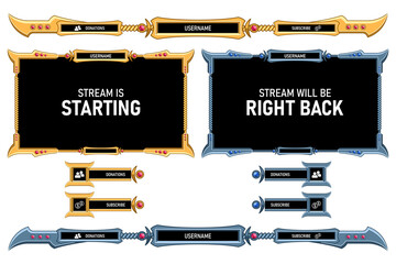 fantasy stream overlay decoration gold metallic frames collection