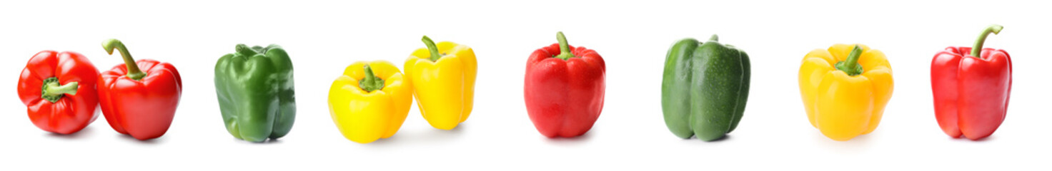 Set of colorful bell pepper isolated on white