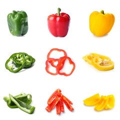 Set of colorful bell pepper isolated on white