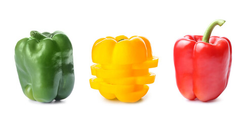 Set of colorful bell pepper isolated on white