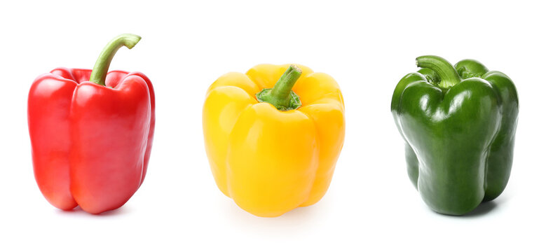 Set of colorful bell pepper isolated on white