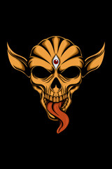 Skull monster and tongue vector illustration