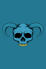 Skull blue monster vector illustration
