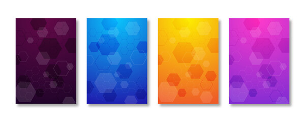Set of Abstract design element with geometric background and hexagons shape pattern