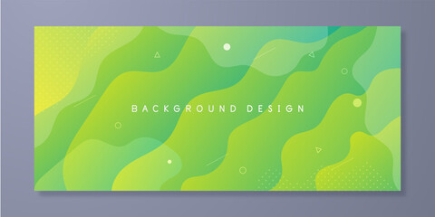 Green gradient geometric shape background with dynamic circle square wavy layer abstract