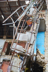 War of Russia against Ukraine. A residential building damaged by an enemy aircraft in the...