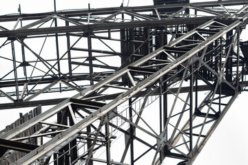 Fragment of the metal structure, ski jump, vertical layout.