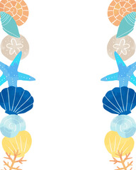 海のモチーフのフレームイラスト素材（縦）