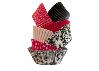 Cupcake Paper Liners or Wrappers in Pink, Black and White