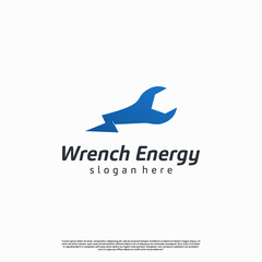 fast mechanic logo, wrench electric logo, mechanic energy logo design modern concept