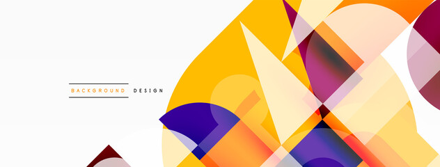 Circle and square geometric background. Round shapes with squares and triangles composition for wallpaper, banner, background or landing