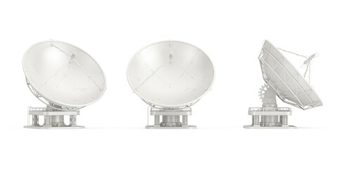 Big Satellite Dish Antenna Radar. 3d Rendering
