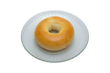 A delicious plain bagel served in a bowl
