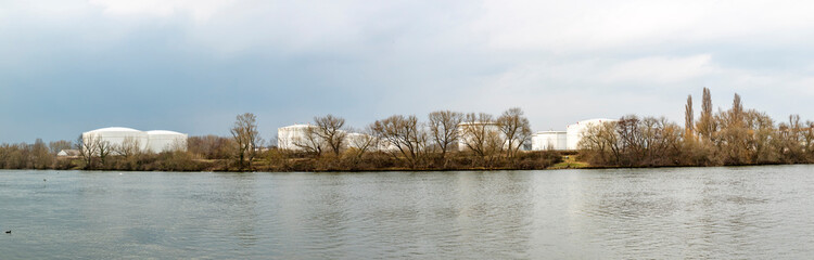 white tanks for petrol at river main