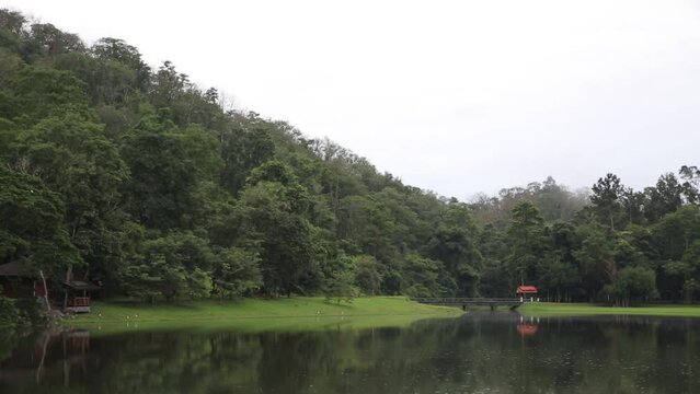 Khao Ruak Reservoir at Namtok Samlan National Park in Saraburi Thailand is a reservoir where tourists come to relax or camp during the holiday	