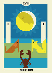 minimalist tarot card 18 the moon