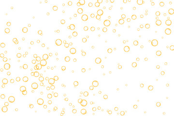 Golden air Bubbles, oxygen, champagne crystal clear isolated on white background modern design. Vector illustration of EPS 10.