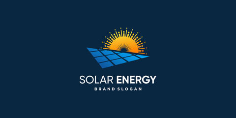 Solar logo design with modern creative concept Premium Vector