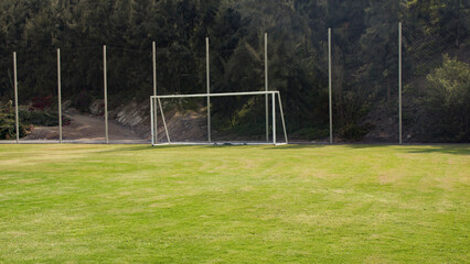 Goal in Soccer field during summer Cieneguilla, Lima, Peru