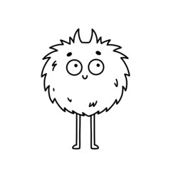 Cute and funny monster isolated on white background. Vector hand-drawn illustration in doodle style. Perfect for Halloween designs, cards, logo, decorations. Cartoon character.