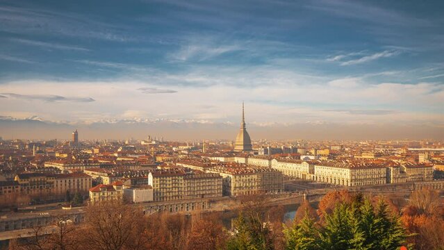 Turin, Piedmont, Italy skyline with the Mole Antonelliana
