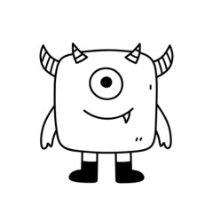 Cute and funny monster isolated on white background. Vector hand-drawn illustration in doodle style. Perfect for Halloween designs, cards, logo, decorations. Cartoon character.