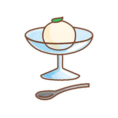 水彩画風のバニラアイスのイラスト