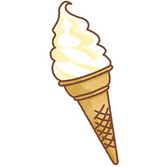 水彩画風のソフトクリームのイラスト